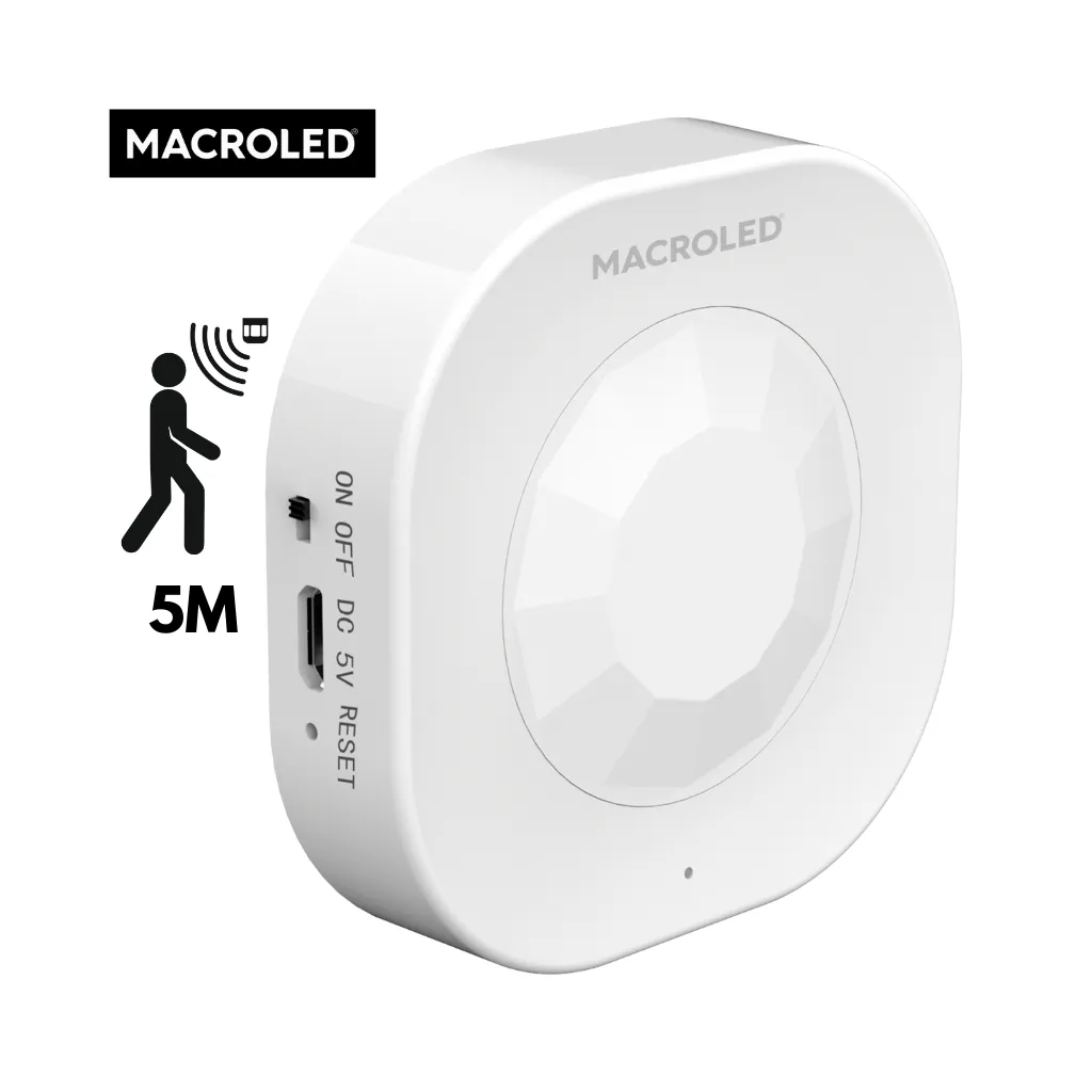 SENSOR DE MOV SMART TECHO BLANCO 5M DE ALCANCE 360º BATERIA RECARGABLE x USB MACROLED