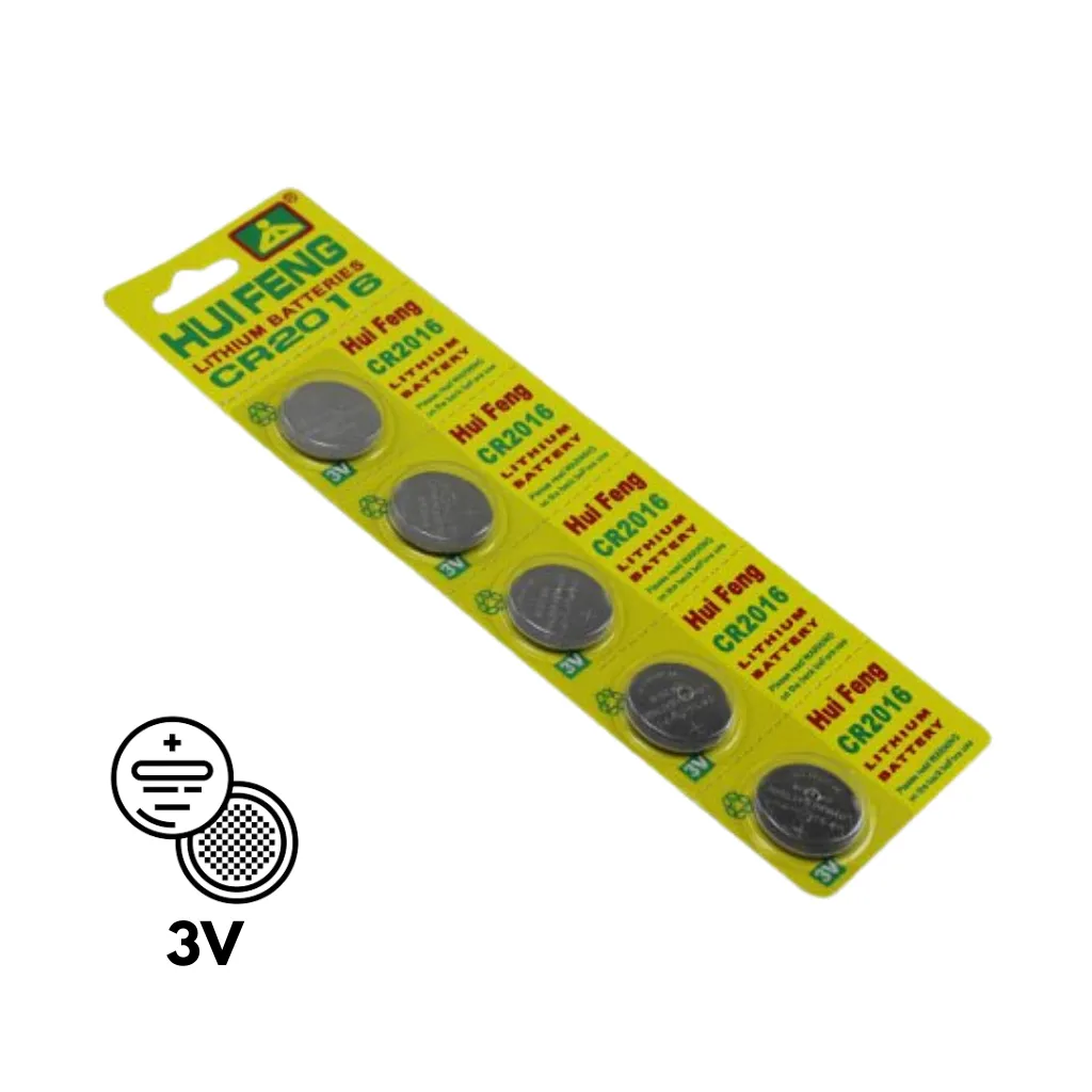 PILA LITHIUM CR-2016 DE 3.0V BLISx5UND. HUIFENG