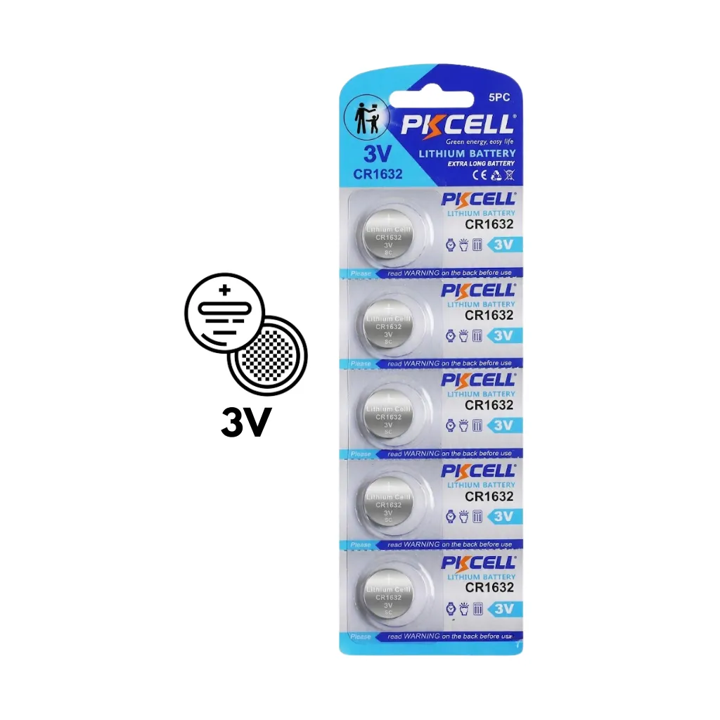 [CR1632] BATERIA TIPO BOTON 3V-120mA 16X3.2mm (CR1632-5B) BLISx5UND. PKCELL