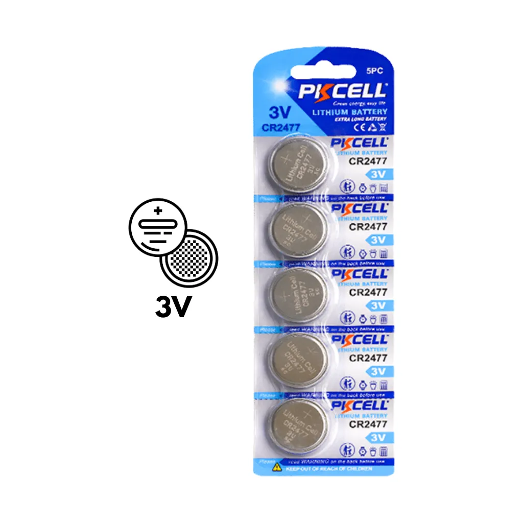 [CR2477] PILA TIPO BOTON 3V-800mA CR2477-5B BLISx5UND. PKCELL