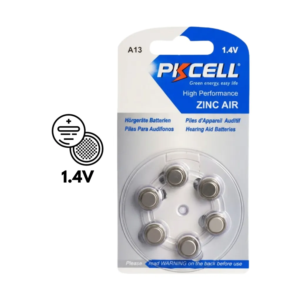 BATERIA ZINC-AIR 1.4V300mA ZA-13-6B BLISx6UND. PKCELL