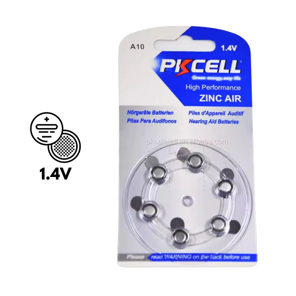 BATERIA ZINC-AIR 1.4V95mA ZA-10-6B BLISx6UND. PKCELL