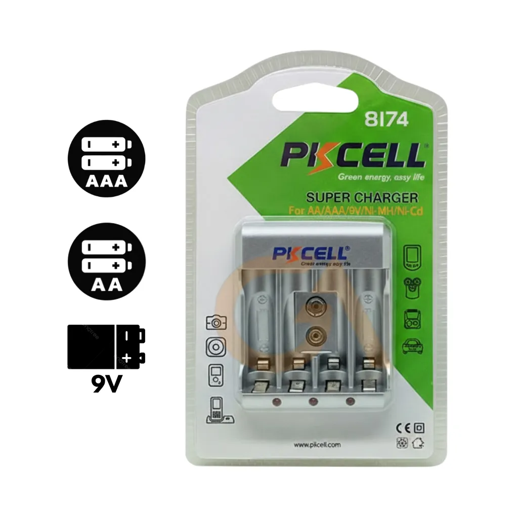 [8I74] CARGADOR DE BATERIA 4XAA/AAA 1X9V PK8174 PKCELL