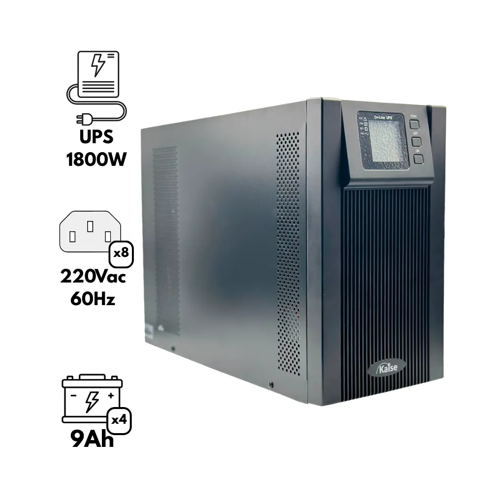 UPS 2KVA MONOFASICO 220V/60Hz PF=0.9 C/4 BATERIAS DE 9Ah TORRE KAISE