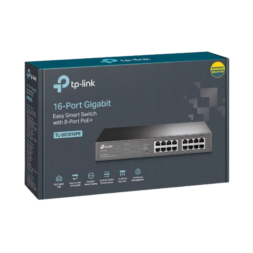 [TL-SG1016PE] SWITCH V5.20 GIGABIT 1000MBPS, 8 PUERTOS POE+ 150W TP-LINK