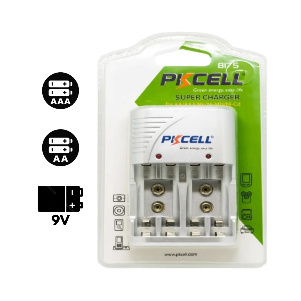 [8I75] CARGADOR DE BATERIA 4XAA/AAA 2X9V PK8175-1B PKCELL