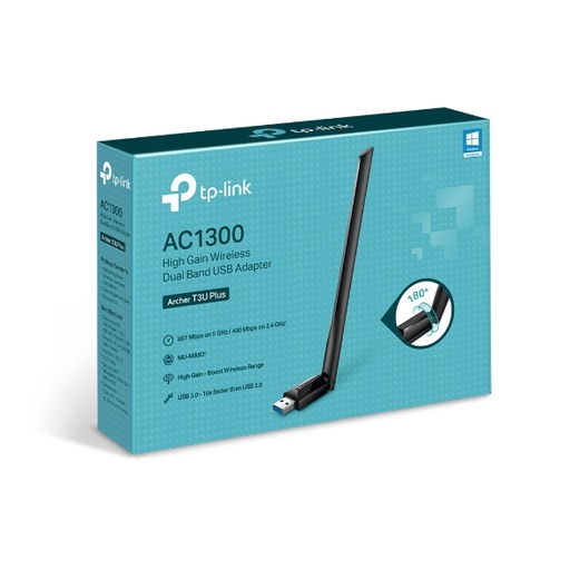 [ARCHER T3U PLUS] ADAPTADOR USB ALTA GANANCIA AC1300 TP-LINK