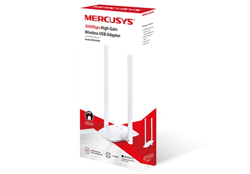 [MW300UH] ADAPTADOR USB C/2 ANTENAS ALTA GANANCIA 300MBPS P/WIFI MERCUSYS
