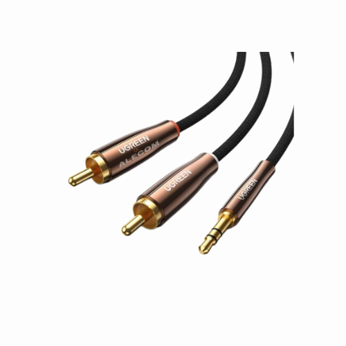 [80847] CABLE STEREO 1 PLUG x 2 RCA TRENZADO 2M AV170 UGREEN