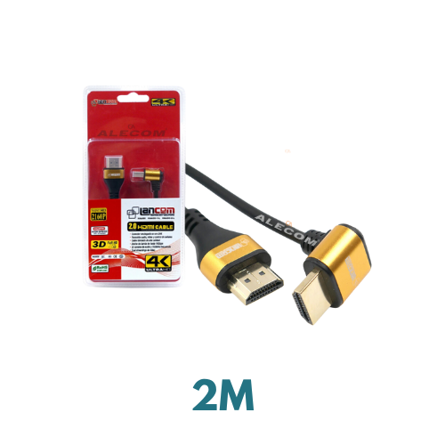 CABLE HDMI DELGADO 32AWG 4MM CONECTOR DORADO V2.0 90 GRADOS C/METALICO LANCOM