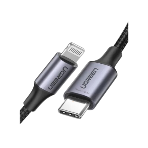 [60760] CABLE USB-C A LIGHTNING M/M ALUMINIO 1.5M NEGRO UGREEN