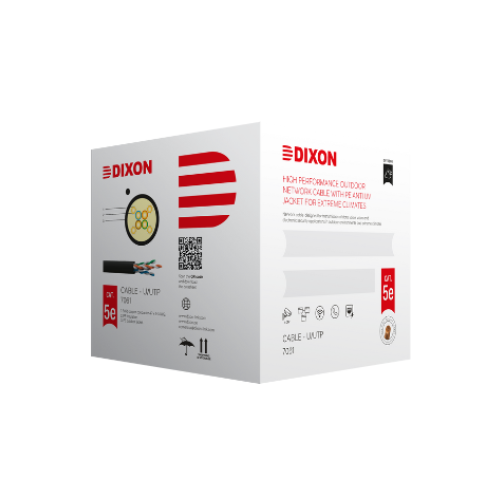 [7061] CABLE UTP CAT-5E 4PX24AWG COBRE NEGRO EXTERIOR UV CAJAX305MTS DIXON