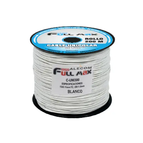 [C-UNI300-WHITE] CABLE UNIPOLAR OD:1.5MM ROLLOX200MTS BLANCO FULL MAX
