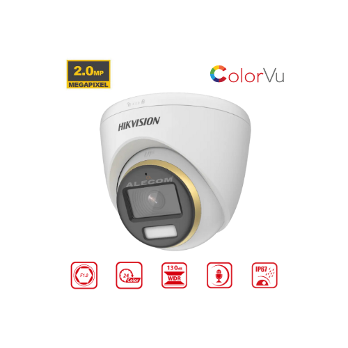 [DS-2CE72DF3T-FS] CAMARA DOMO  2MP COLOR VU LENTE 2.8MM C/AUDIO HIKVISION
