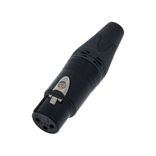 [NC3FXX-B-PL] JACK CANON AEREO PLATEADO 3PIN NEGRO TIPO NEUTRIK GENERICO