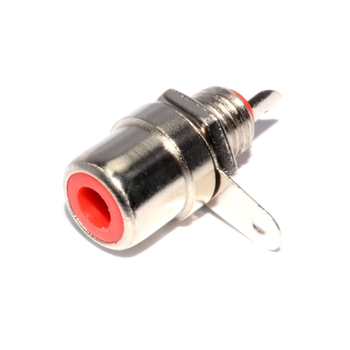 [K0031-R] JACK RCA CHASIS METAL PLATEADO ROJO