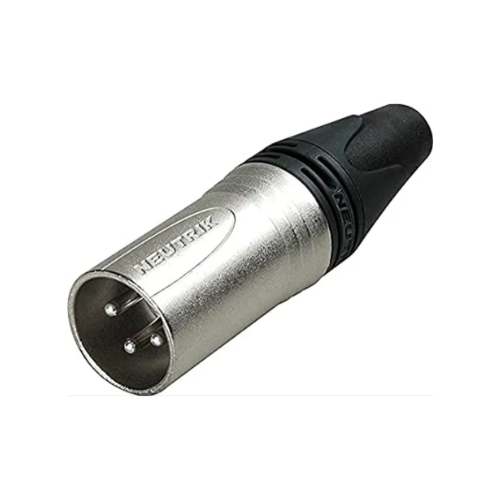 [NC3MXX-B-PL] PLUG CANON AEREO PLATEADO 3PIN NEGRO TIPO NEUTRIK GENERICO