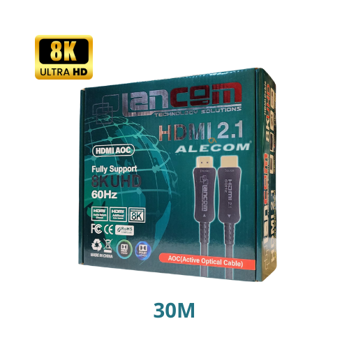 [HDMI-AOC-8K/30] CABLE HDMI FIBRA 2.1 8K (AOC) OPTICO CONECTOR METAL 60Hz 30MTS LANCOM