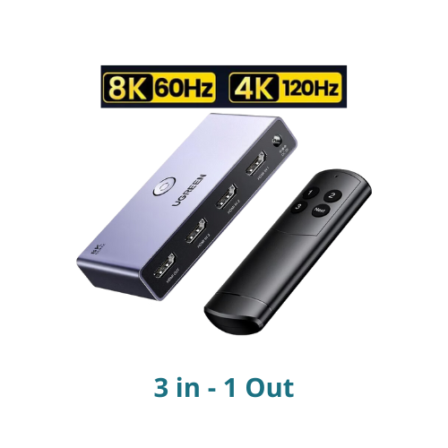 [15604] SWITCH HDMI 2.1 ALUMINIO 3 EN 1 ULTRA HD 8K CM624 UGREEN