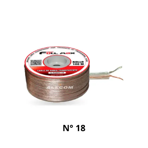 [C-AUDIO-18] CABLE MELLIZO TRANSPARENTE CCA 2X7/0.2mm CCA R/N #18 ROLLOx100MTS FULL MAX
