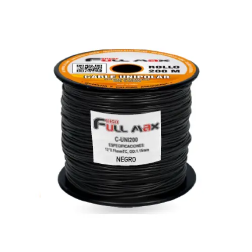 [C-UNI200-BK] CABLE UNIPOLAR OD:1.15MM NEGRO ROLLOX200MTS FULL 