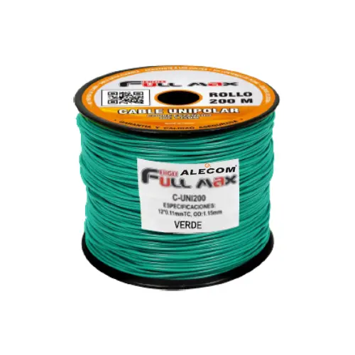 [C-UNI200-GREEN] CABLE UNIPOLAR OD:1.15MM VERDE ROLLOX200MTS FULL