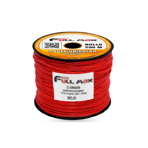 [C-UNI200-RED] CABLE UNIPOLAR OD:1.15MM ROJO ROLLOX200MTS FULL