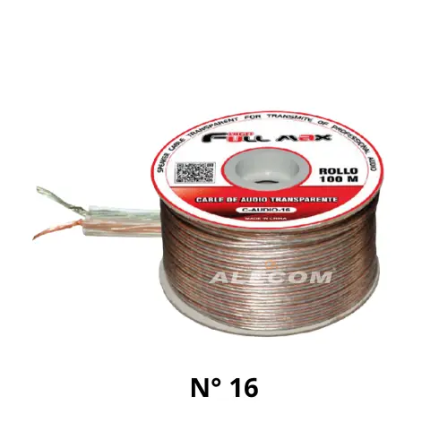 [C-AUDIO-16] CABLE MELLIZO TRANSPARENTE CCA 2X7/0.2mm CCA R/N #16 ROLLOX100MTS FULL MAX