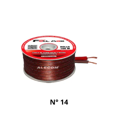 [C-AUDIO-14 R/N/T] CABLE MELLIZO TRANSPARENTE CCA R/N14 ROLLOX100MTS FULL MAX