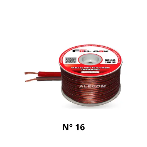 [C-AUDIO-16 R/N/T] CABLE MELLIZO TRANSPARENTE CCA R/N16 ROLLOX100MTS FULL MAX