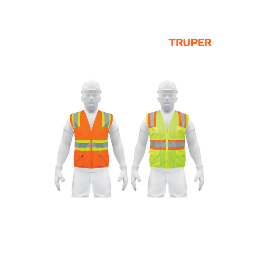 [13476] CHALECO DE SEGURIDAD VERDE MAX VISIBILIDAD Y 6 BOLSAS TRUPER