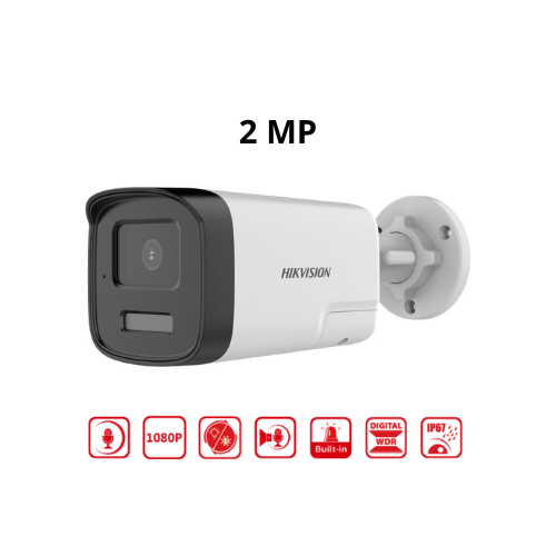 [DS-2CE17D0T-LXTS] CAMARA TUBO 2MP SMART HYBRID LIGHT IR 40M 2.8MM C/AUDIO 2 VIAS Y SIRENA HIKVISION