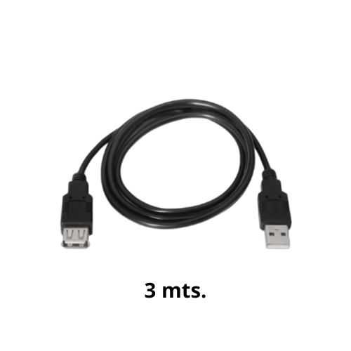 [USB-AM/F-3M] CABLE USB A/A EXTENSION NEGRO OD 3.8mm 3MTS LANCOM 