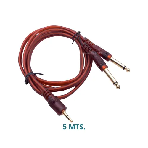 [CA-C5050] CABLE DE AUDIO 1ST. X 2/PLUG MONO 6.3mm SILICONADO 5MTS BRIYON