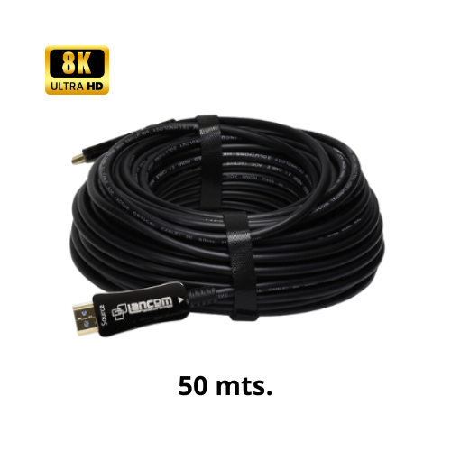 [HDMI-AOC-8K/50] CABLE HDMI FIBRA 2.1 8K (AOC) OPTICO CONECTOR METAL 60Hz 50MTS LANCOM