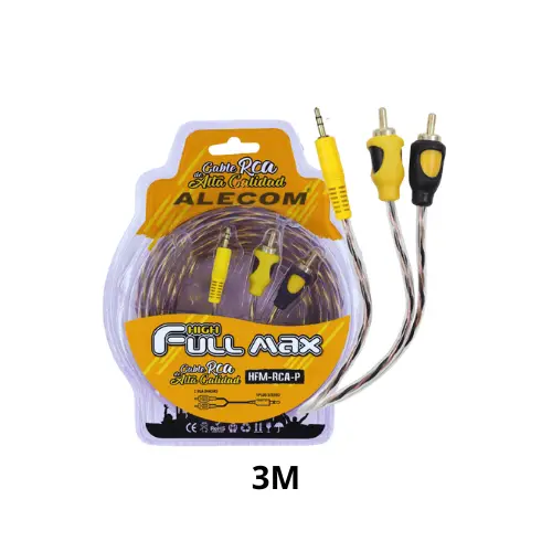 [HFM-RCA-P-3M] CABLE 2 RCA MACHO A PLUG STEREO 3.5MM OD 3.8x7.6mm 3M FULL MAX