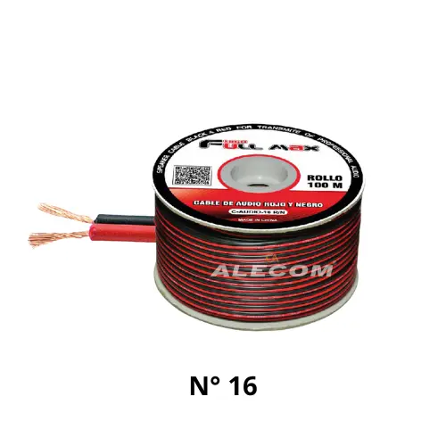 [C-AUDIO-16-R/N] CABLE BICOLOR R/N 2x18/0.2mm CCA OD: 2.5x5MM ROLLOx100MTS FULL MAX