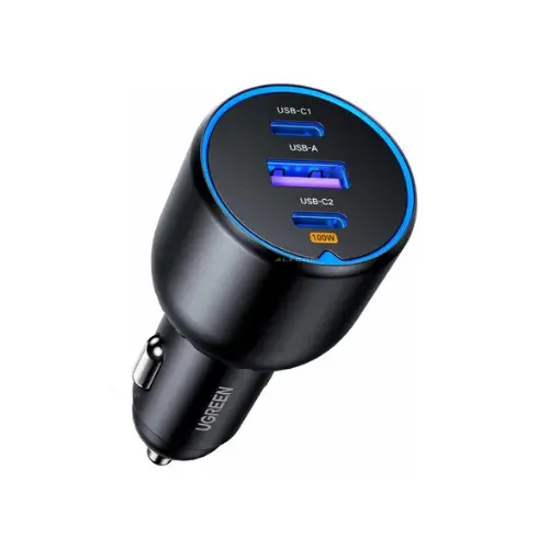 [35025] CARGADOR RAPIDO P/COCHE 2xUSB-C PD+USB-A DE 130W EC705 UGREEN