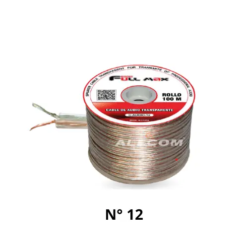 [C-AUDIO-12] CABLE POLARIZADO ESTAÑADO TRANSPARENTE N° 12 ROLLOx100MTS FULL MAX